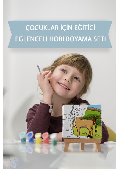 Sevimli Antilop Çocuk Eğitici Tuval Boyama Hobi Seti