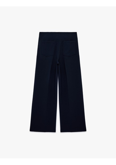 Koton Kemerli Düz Bol Paça Kumaş Pantolon Lacivert 6sak40263pw