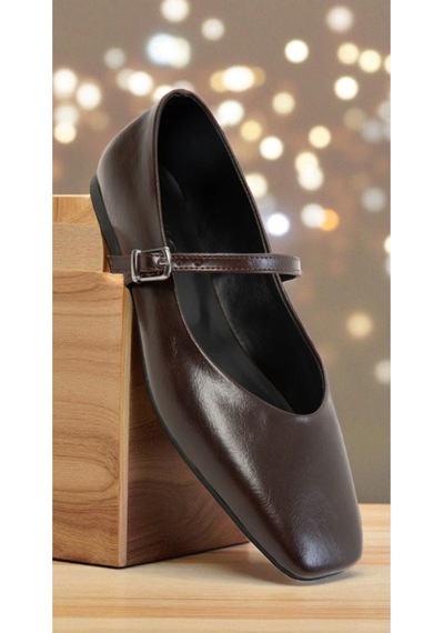 Aska Shoes Shoes Günlük Tokalı Babet 2025aska004 Rugan Kahverengi