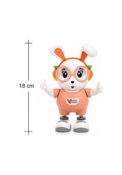 Dans Eden Sevimli Tavşan Elleri Ve Ayakları Haraketli 18 Cm Işıklı Sesli Eğitici Oyuncak Tavşan Pembe