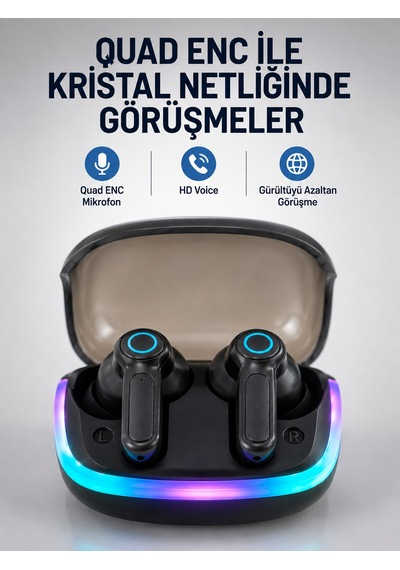 Bluetooth 5.4 Kablosuz Kulaklıkquad Enc Mikrofonlu Tws Kulaklık Akyı-334069