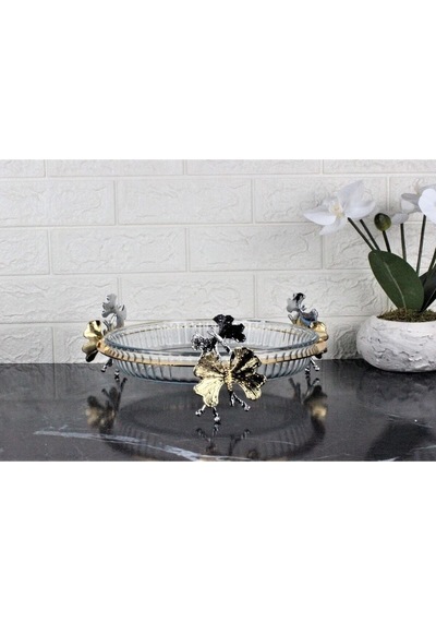 Atabey Home Kelebek Ayak Yuvarlak Borcam Tepsi-25 Cm