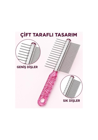 Kedi Köpek Tüy Tarama Tarağı Çift Taraflı Metal Dişli Bakım Tarağı Mavi