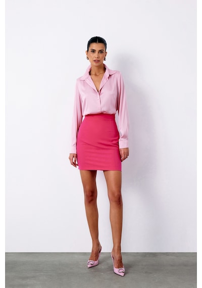 Sateen Saten Gömlek - Pembe-135044 Pembe