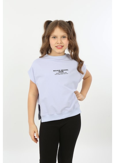 Toontoy Kids Toontoy Kız Çocuk Never Means Now Baskılı Tişört Mavi