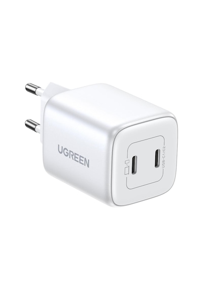 Ugreen Nexode 45w Usb Type-c Qc 4.0 Pd Gan X 2 Portlu Hızlı Şarj Cihazı Beyaz