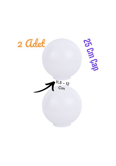 2 Adet 25'lik Karpuz, Birinci Kalite Pvc Glop, Bahçe Aplikleri Yedek Parçası, 25 Cm Çapında Pvc Küre Beyaz