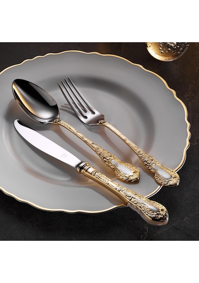 Aryıldız Çırağan Prestige 89 Parça 12 Kişilik Çatal Kaşık Bıçak Takımı Plus Parlak Altın