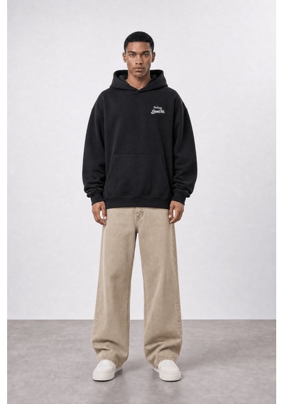 Respire Erkek Served Cold Baskılı Oversize Hoodie Siyah