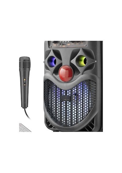 Karaoke Mikrofonlu Bluetooth Hoparlör Fm Radyo 10w 8 İnç Rgb Siyah Ndrp66 Evimdeyokyok