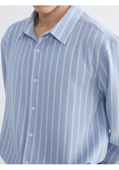 Lcw Vision Mavi Regular Fit Çizgili Armürlü Erkek Gömlek Lcw Vision Mavi Regular Fit Çizgili Armürlü Erkek Gömlek