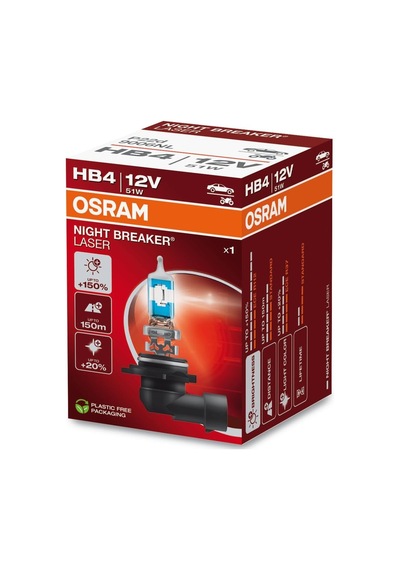 Osram Ampul Night Breaker Laser Hb4 12v 51w%150'ye Kadar Fazla Işık 150m'ye Kadar Fazla Görüş Açısı,%20'ye Kadar