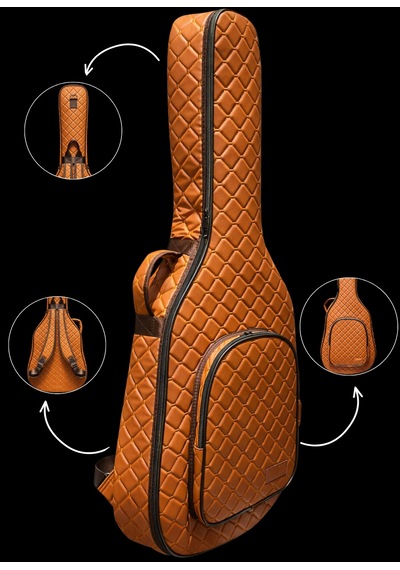Klasik Gitar Çantası-kılıfı-kalın-gigbag-kahverengi Kapitoneli-suni Deri