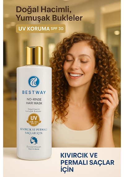 Bestwat Kıvırcık Ve Permalı Saçlar İçin Durulanmayan Saç Maskesi
