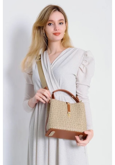Just Polo Kadın Kum Taba Kilit Detaylı 3 Bölmeli El Ve Omuz Çantası 2055mh Kum - Taba 75739363