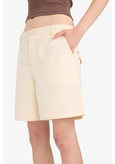 Defacto Coool Normal Bel Kısa Paça Gabardin Şort F3318ax25smer218 Ekru