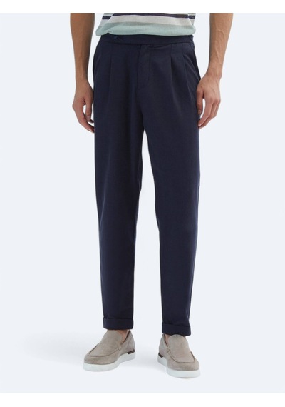 Kip Lacivert Dokuma Carrot Fit Casual Pamuk Karışımlı Pantolon Lacivert