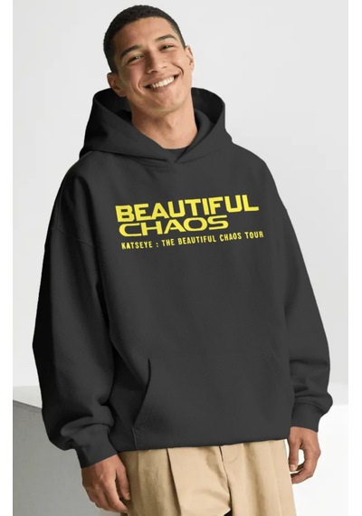 Sevbano Beautiful Chaos Katseye Kpop Müzik Grubu Sırt Baskılı Unisex Over Siyah
