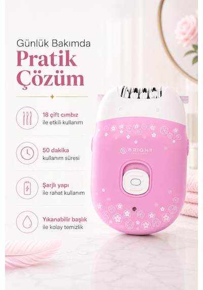 Bright Elegance Be-1189 Kablolu / Kablosuz Şarjlı 2 Kademe 18 Çift Cımbız Epilasyon Aleti
