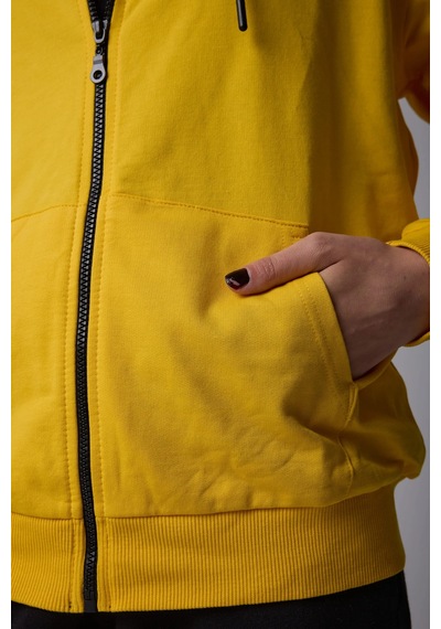 Defys Defy S Kadın Oversize Kapüşonlu Fermuarlı Cepli Sweatshirt Sarı - 527346818 Sarı