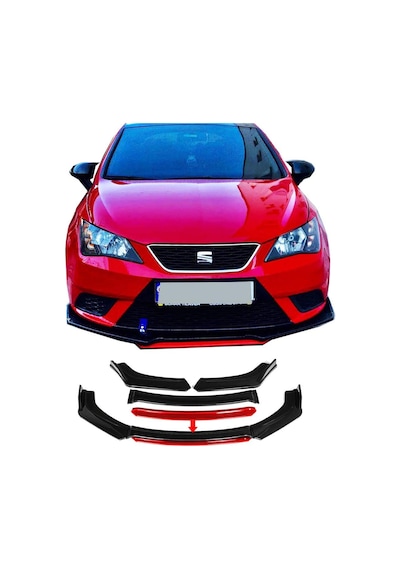 Seat İbiza Uyumlu Ön Lip Kırmızı Renkli 4 Parça - A+ Ürün - Daya