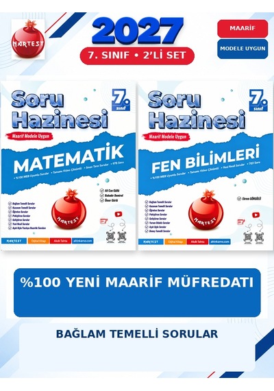 Soru Hazinesi 2027 7.sınıf Matematik-fen %100 Maarif Model Bağlam Temelli Soru Hazinesi Seti