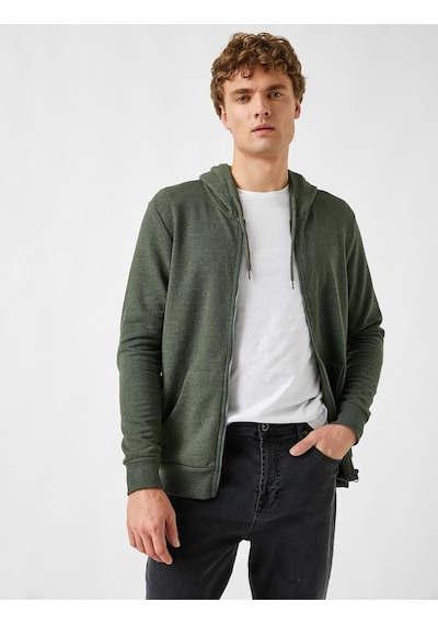 Ltb Vınee Fermuarlı Hırka Sweatshirt Kapüşonlu 1784 Haki