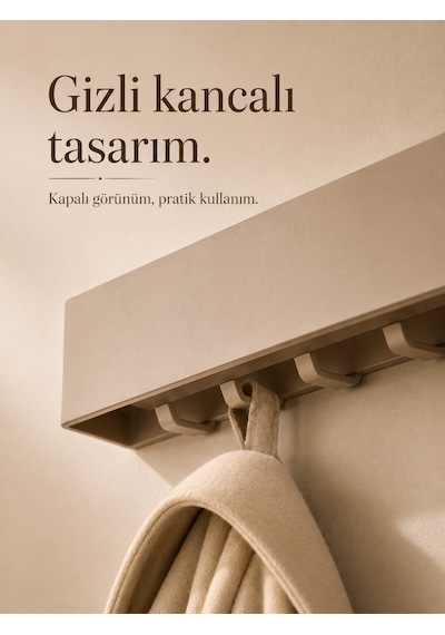 Berlin Portmanto Metal Duvar Askılığı Elbise Askılığı Vestiyer Askılık Gizli Kancalı Antre Hol Mont Çanta Havlu Askısı Beyaz 80 Cm Cappuccino