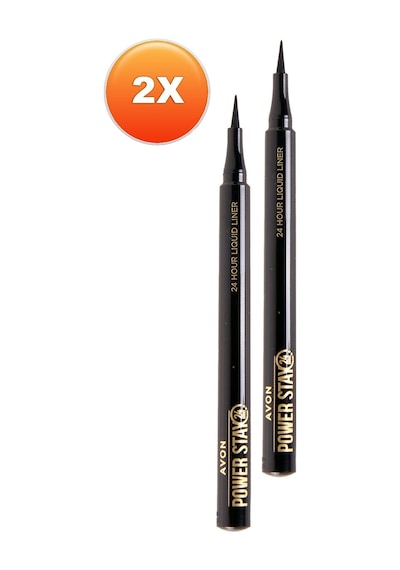 Avon Power Stay Likit Liner Blackest Black 2'li