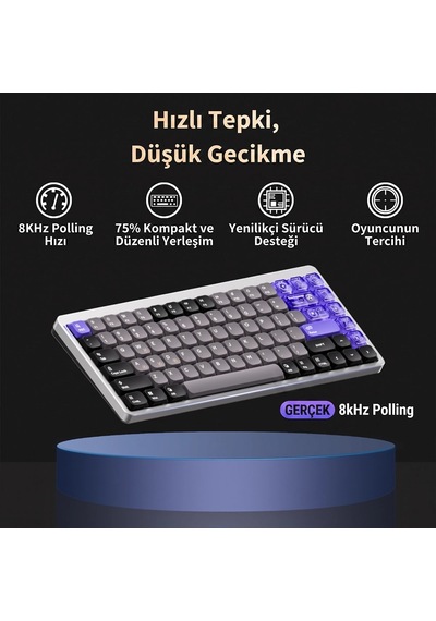 Nuphy Air75 He Hall Effect Magnetic Switch Manyetik Oyuncu Klavyesi Silver-magnetic Jade Pro