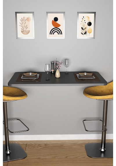 Katlanabilir Duvara Monte Mutfak Masası - 50x90 Cm Yemek Ve Hazırlık Masası Antrasit