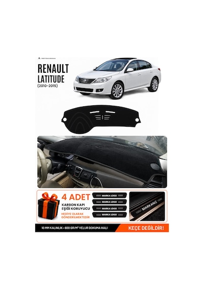 Renault Latıtude 2010-2015 Uyumlu Torpido Koruma, Torpido Örtüsü, Torpido Kılıfı - Siyah - Re034