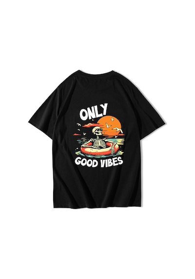 Brz Collectıon Brz Collection Unisex Oversize Only The Good Vibes T-shirt Siyah