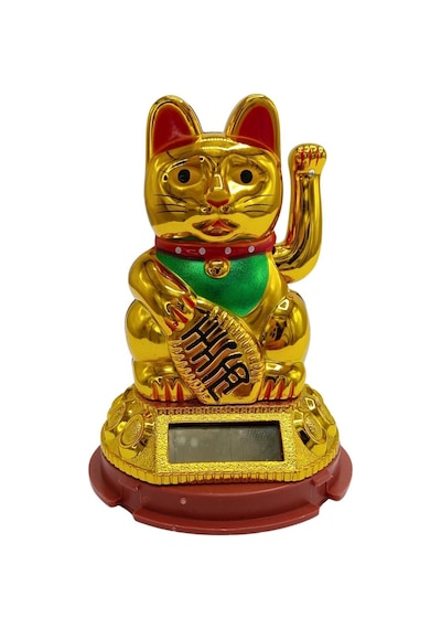 Maneki Neko El Sallayan Şans Kedisi Gold Solar Güneş Enerjili 6x10cm No7alt