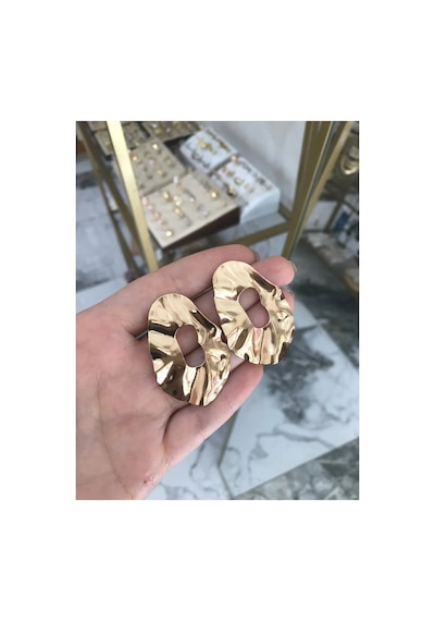 Gold Ezme Desen Küpe Altın