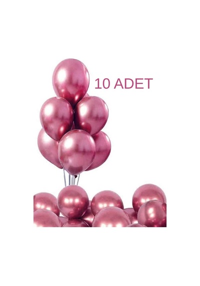 Mucit Home 10 Adet Pembe Krom Balon Seti 12 İnç Parlak Ve Göz Alıcı Parti Balonları