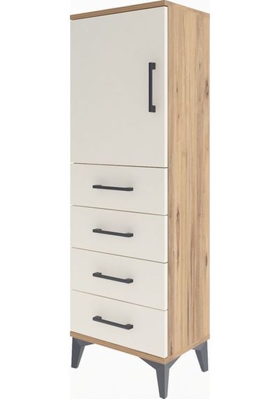 Arges Dolap 2 Raflı 4 Çekmeceli Tek Kapaklı 44x30x134 Çam-aytaşı Çam