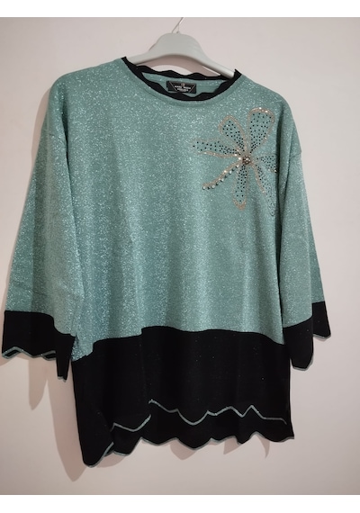 Anne Moda Ankara Üstün Kalite, Kaşmir-pamuk-viskoz Karışımlı Şık Kazak/bluz SU YEŞİLİ