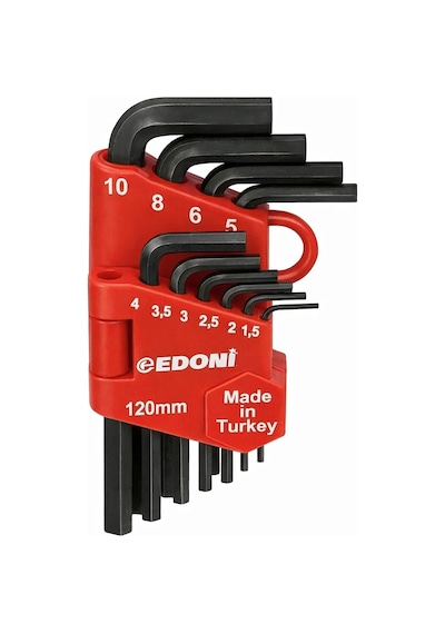 10 Parça L Alyan Anahtar Takımı, Hex, Metrik 1.5 10 Mm Boyutlu, Dayanıklı, Taşıma Aparatlı, Pro