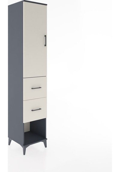 Hyperion Dolap 3 Raflı 2 Çekmeceli Tek Kapaklı 44x44x221 Antr... Antrasit