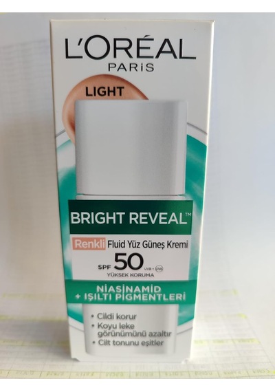 L'oreal Paris Bright Reveal Spf 50+ Koyu Leke Karşıtı Renkli Fluid Günlük Yüz Güneş Kremi 50 Ml - Li Sku: Smg8690010418746 Açık Bej