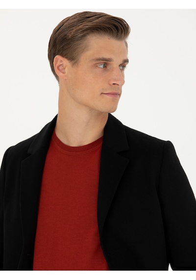 Cacharel Siyah Yün Karışımlı Ex.slim Fit Palto