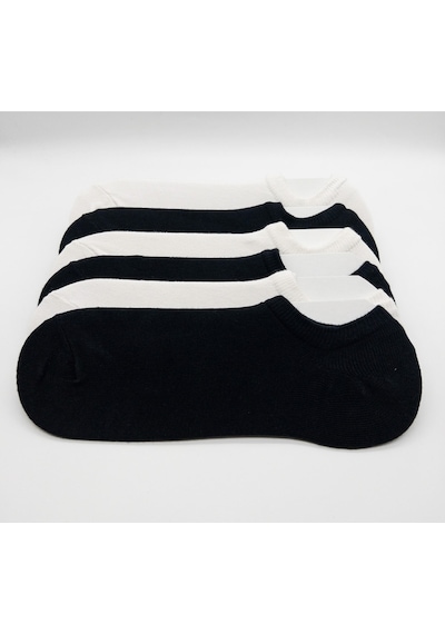 Socks Daily Kadın 6 Çift Penye Pamuk Pürüzsüz Siyah-beyaz Soft Touch Görünmez Sneaker Patik Çorap Siyah - Beyaz