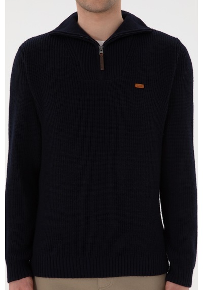 U.S. Polo Assn. Erkek Regular Fit Yarım Fermuarlı Lacivert Kazak 50297047-VR033