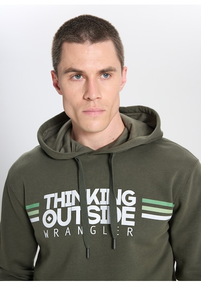 Wrangler Regular Fit Normal Kesim Kapüşonlu İçi Polarlı Haki Sweatshirt W242443801 Haki