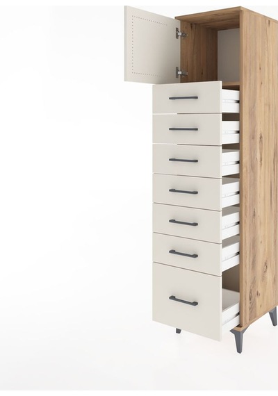 Hyperion Dolap Tek Raflı 7 Çekmeceli Tek Kapaklı 44x44x182 Ça... Çam Hyperion Dolap Tek Raflı 7 Çekmeceli Tek Kapaklı 44x44x182 Ça... Çam