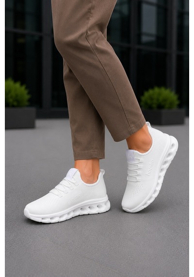 Homiro Unisex Triko Sneaker Hafif Taban Günlük Spor Ayakkabı Beyaz
