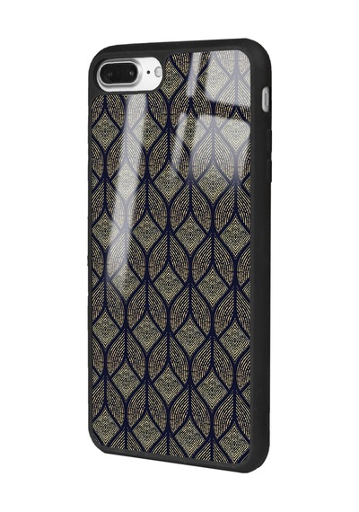 Apple Uyumlu iPhone 7 Plus - 8 Plus Yaprak Motif Tasarımlı Glossy Telefon Kılıfı Siyah