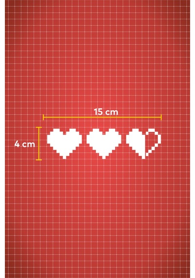 15 X 4 Cm Pixel Kalp Sticker Motor Araba Kask Sticker