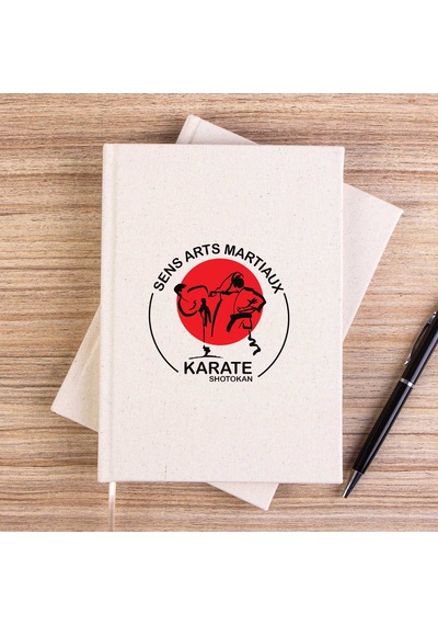 Karete Shotokan Red Circle Çizgisiz Kanvas Defter Krem